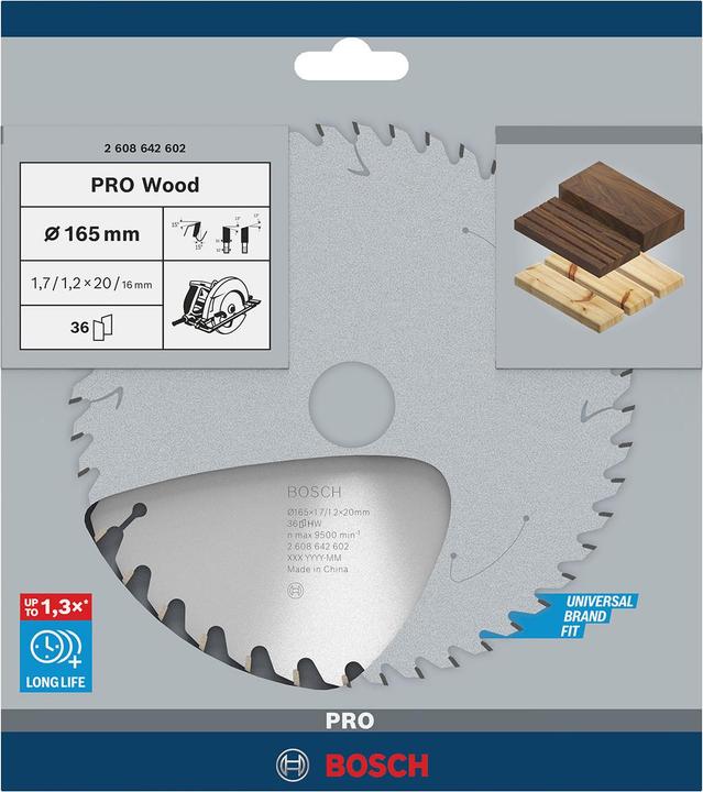 Actual product image Bosch Professional Zubehör PRO Wood circular saw blade, 165 x 1.7 x 20 mm