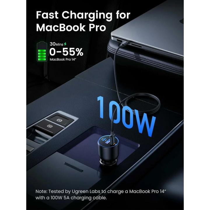 Actual product image Ugreen Fast Car Charger 130W 90413 2xUSB-C PD+USB-A
