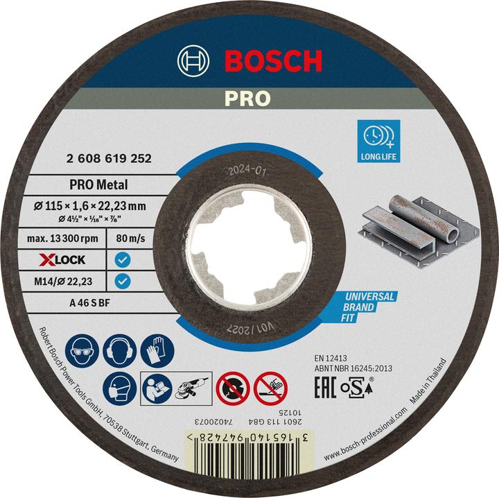 Productafbeelding Bosch Professional Zubehör Ø 115mm X-LOCK doorslijpschijf Expert voor metaal AS 46S BF 16mm recht