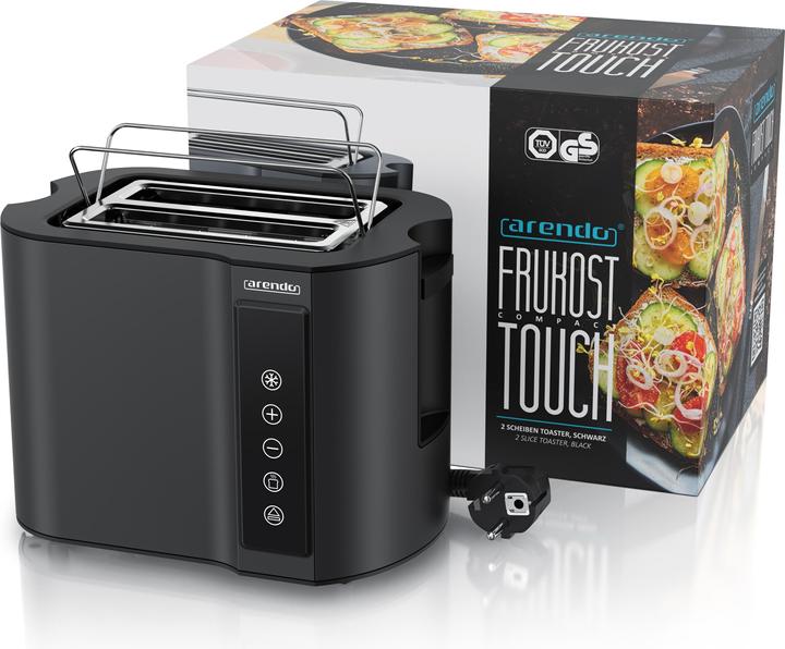 Image du produit Arendo Grille-pain en acier inoxydable 2 tranches à fentes courtes, écran tactile, écran avec affichage du