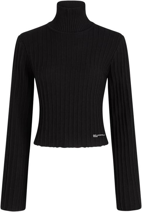 Image du produit Karl Lagerfeld Pull plissé col cheminée avec logo textuel (M)