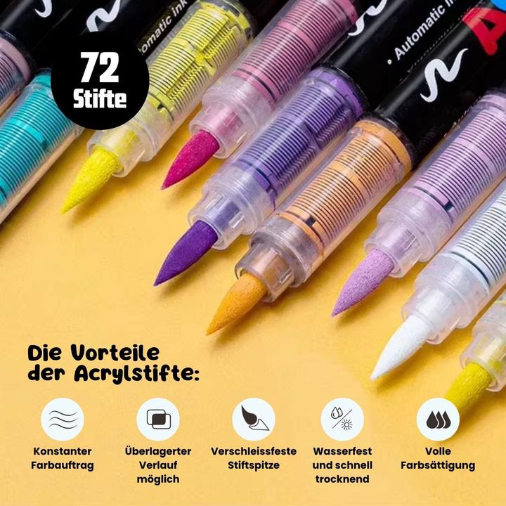 Image du produit Hermex 72-tlg. Set Acrylmarker Arcrylstifte Acryl Brush Marker Pinselstifte (72 x)