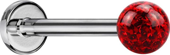 Actual product image Star Piercing Micro Labret silver with crystal ball red and epoxy protective layer (without brass, Titanium G23)