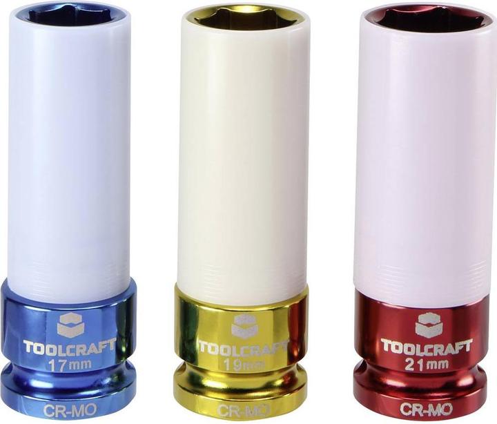 Toolcraft Impact wrench nut set, 3 pcs. (19 mm, 21 mm, 17 mm)