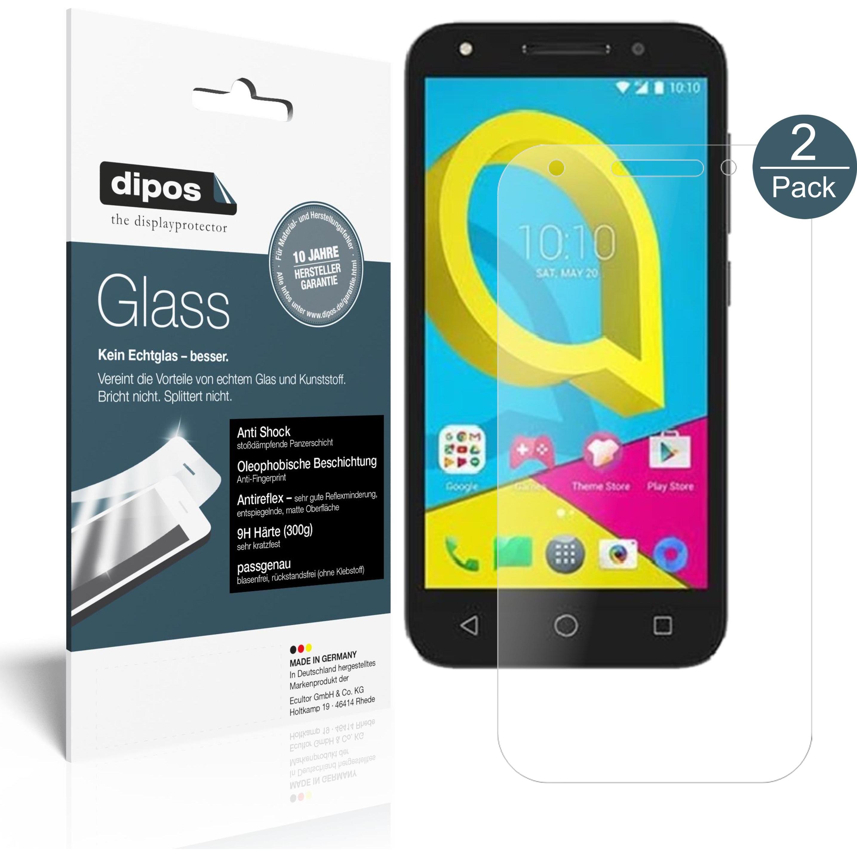 Dipos Displayschutz Anti-Shock (2 Stück, Alcatel U5), Smartphone Schutzfolie, Transparent