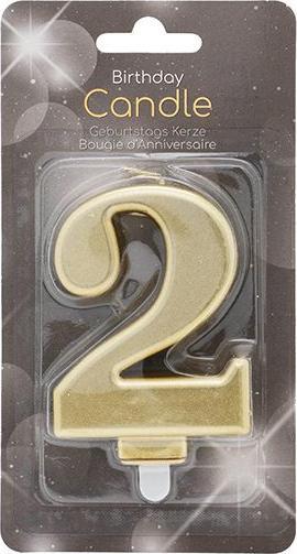Actual product image Amscan Number candle 2 gold (1 pcs.)