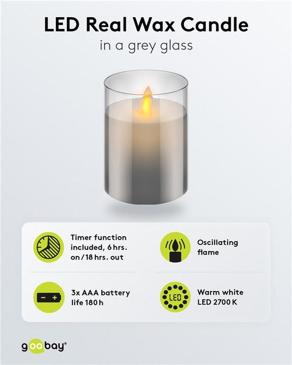 Image du produit Goobay Bougie LED en cire véritable, 75x100mm (1 x)