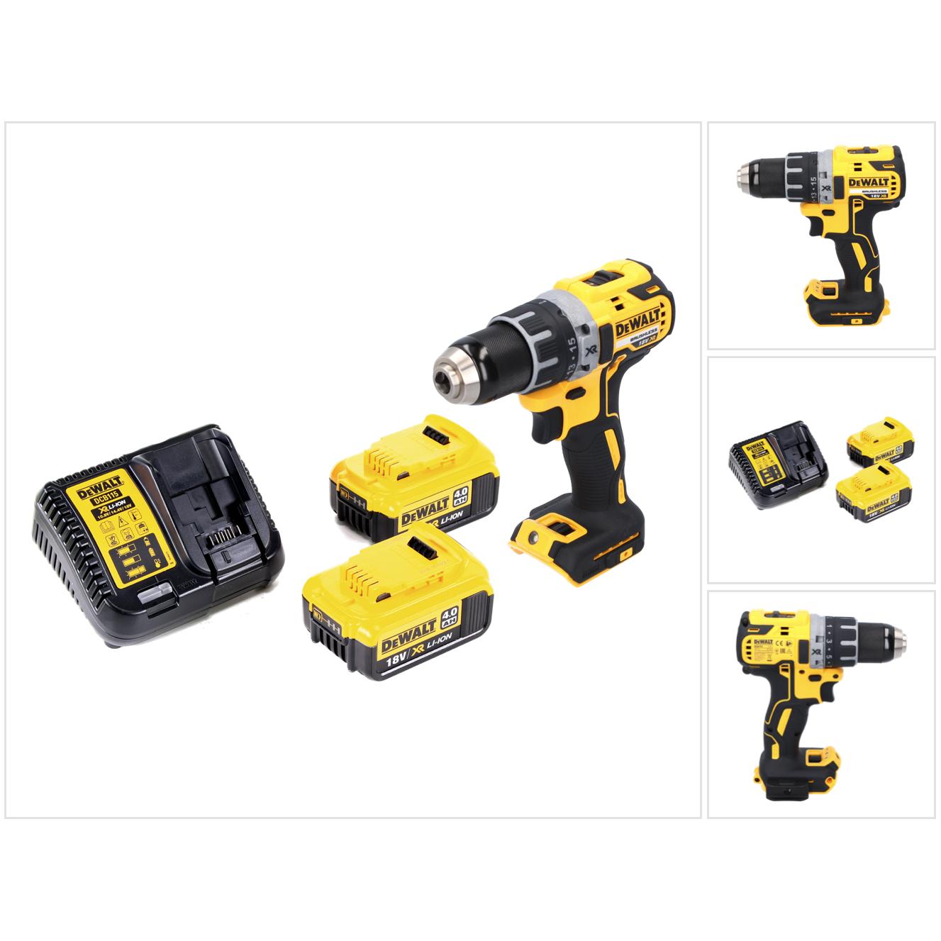 DeWalt, Trapano + Avvitatore a batteria, DCD 791 M2 Trapano avvitatore a batteria 18 V 70 Nm Brushless + 2x batteria ricaricabile 4.0 Ah +