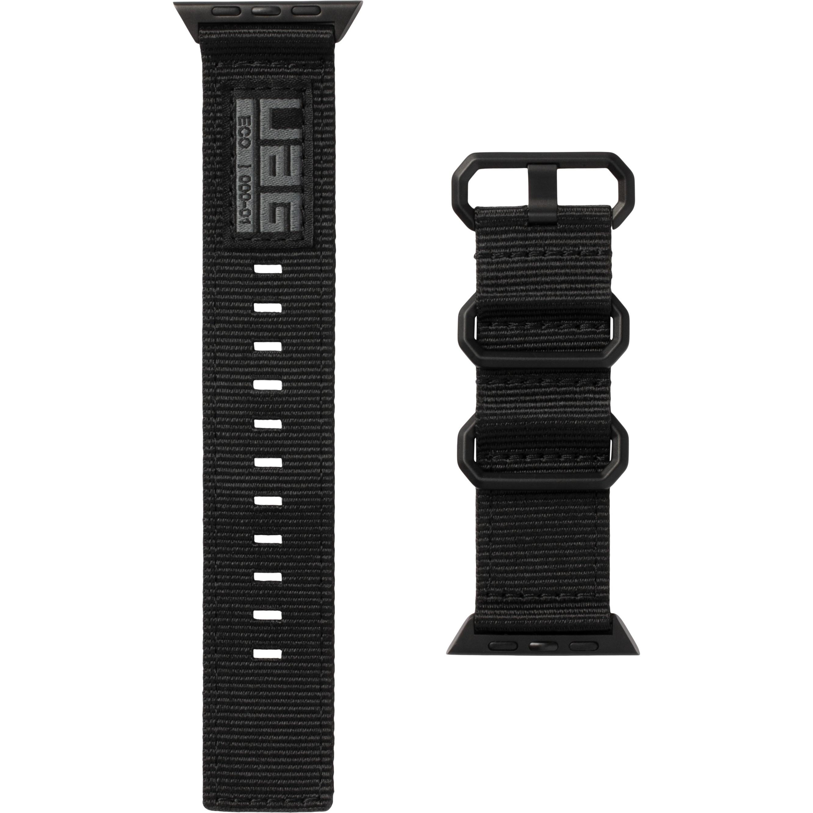 UAG Nato Strap - Apple Watch 45/44/42mm (Nylon, Apple Watch), Uhrenarmband, Schwarz