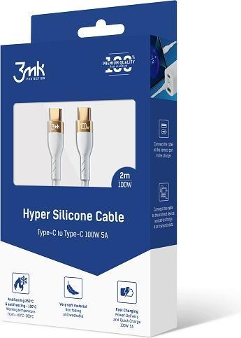 Image du produit 3MK Câble HyperSilicone USB-C/USB-C 2m 100W Biały/White (2 m, 100 W)
