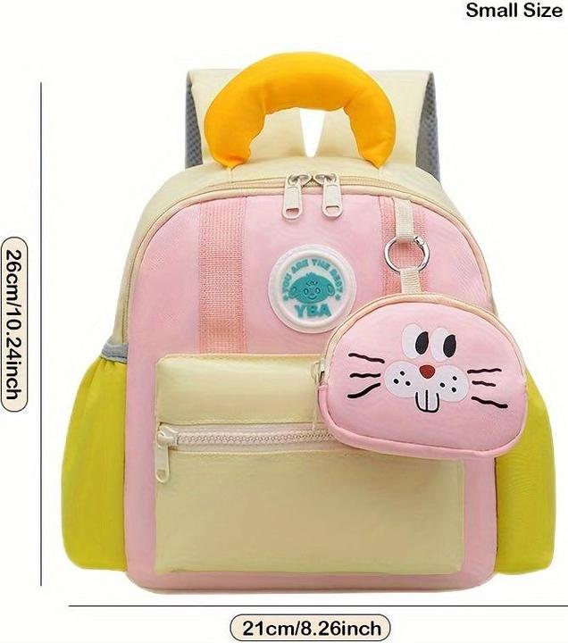 Produktbild Only-Bags.Store Niedliche Mode Farbe Clashing Knapsack mit Reissverschluss und verstellbaren Riemen, Anhänger Dekor