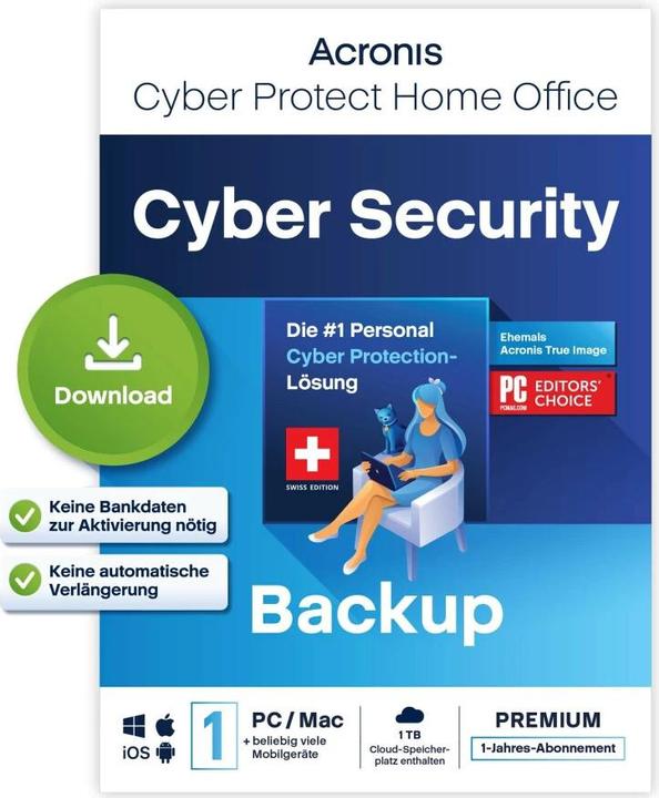 Produktbild Acronis Cyber Protect Home Office Premium ESD, Subscr. 1y, 1 PC (1 User, 12 Monate)