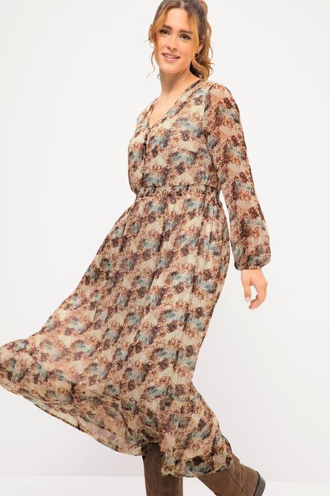Produktbild Studio Untold Maxikleid, A-Line, Schuppen Print, V-Ausschnitt, elastische Taille, Langarm (50, 52)