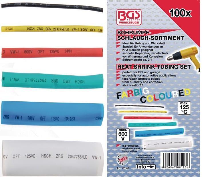Image du produit BGS Assortiment de gaines thermo-rétractables | couleurs | 100 pièces (100 x)