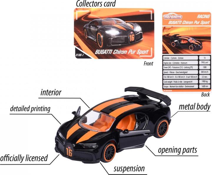 Image du produit Majorette Racing Bugatti Chiron Pur Sport, noir