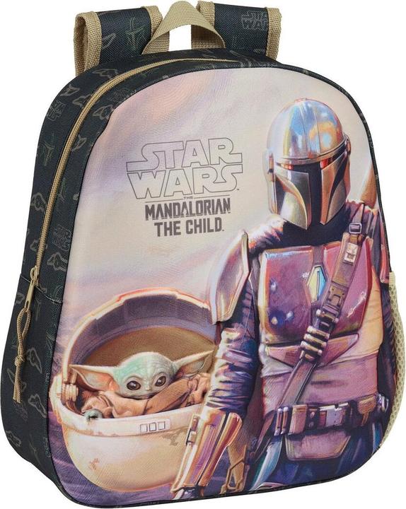 The Mandalorian Kinderrucksack 3D Schwarz Beige 27 x 33 x 10 cm