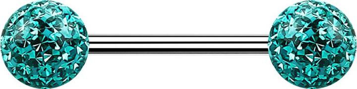 Produktbild Star Piercing Micro Barbell silber mit zwei Kugeln türkis Epoxy Schutzschicht (Chirurgenstahl 316L, ohne Messing)