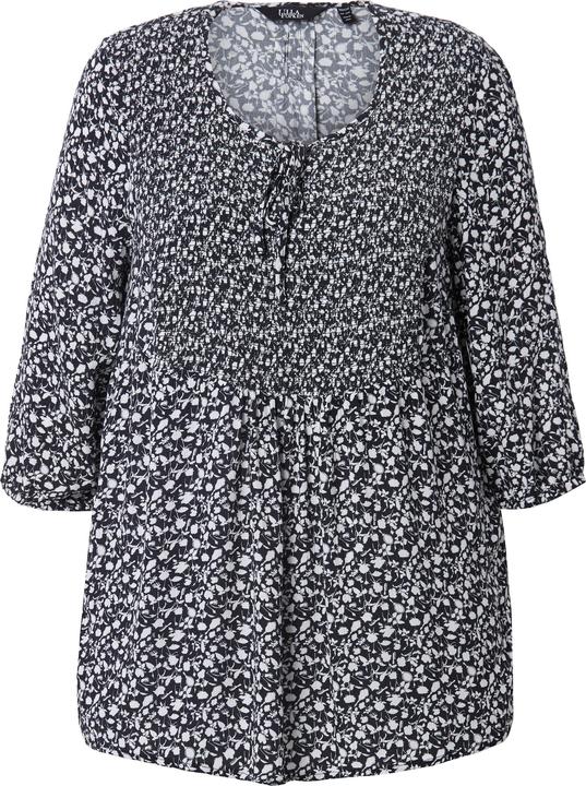 Produktbild Ulla Popken Bluse, A-Linie, Smok-Einsatz, farbiges Minimalmuster (46, 48)
