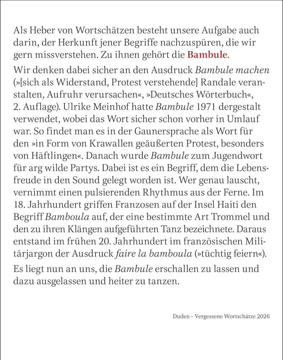 Produktbild Harenberg Duden Vergessene Wortschätze Tagesabreisskalender 2026 (11 x 14 cm, Deutsch)