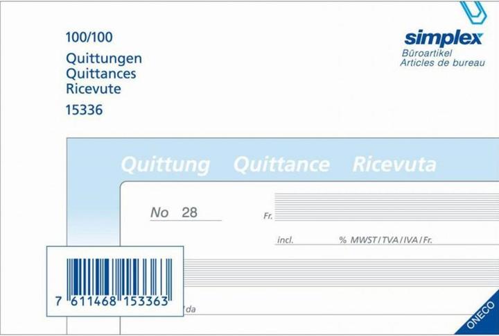 Image du produit Simplex Reçus trilingues A6 (200x)