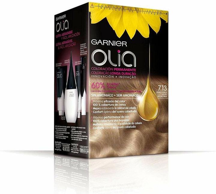 Actual product image Garnier OLIA Coloración Permanente #7,13 Rubio Canela 4 pz (#7,13 Rubio Canela)
