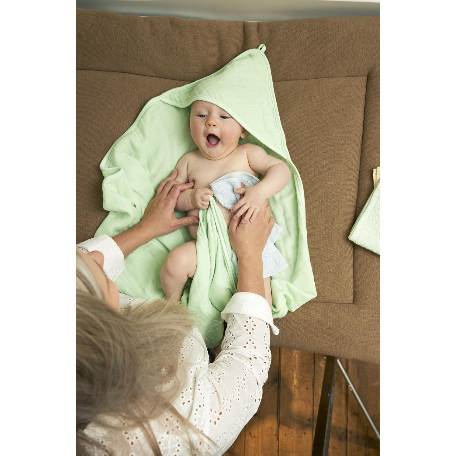 Meyco, Babybadetuch, Kapuzentuch Uni - Soft Mint - 80x80cm