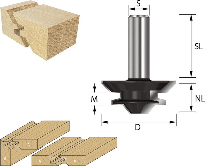 Produktbild ENT European Norm Tools ENT Gehrungsverleimfräser 90° Gehrungs Verleimfräser ø 44,45mm Schaft 12mm, HW