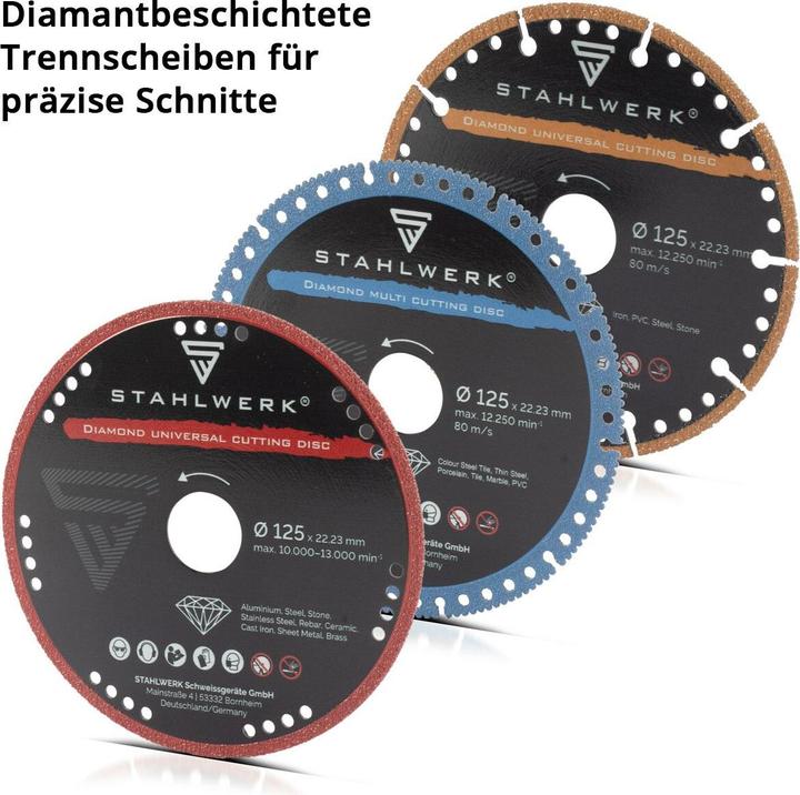 Produktbild Stahlwerk Diamant Trennscheiben 3er Set Universal Sägeblatt 125 x 22,23 mm