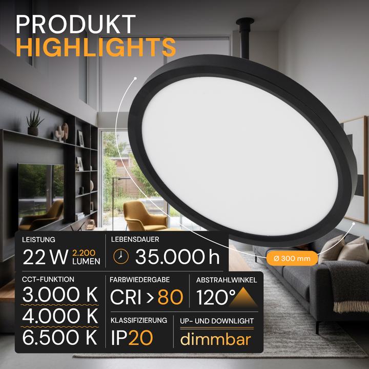 Image du produit Enovalite Panneau LED CCT rond télécommandé (2200 lm)