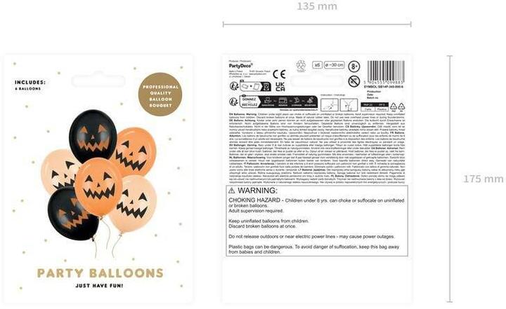 Produktbild Partydeco Ballons Kürbis, 30 cm, 6 Stück (6 Stück)