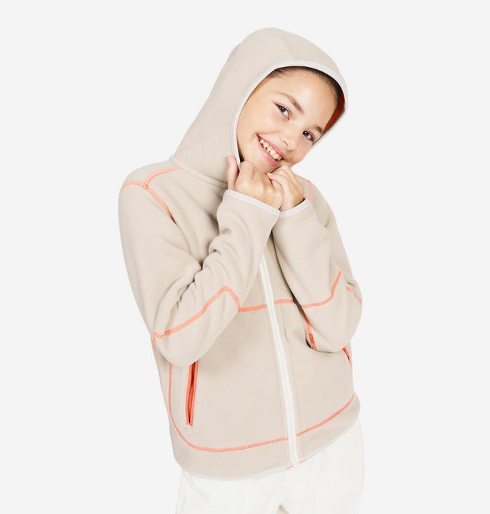 Produktbild Tribord Fleecejacke Segeln Kinder warm wendbar 500 orange/beige (164)