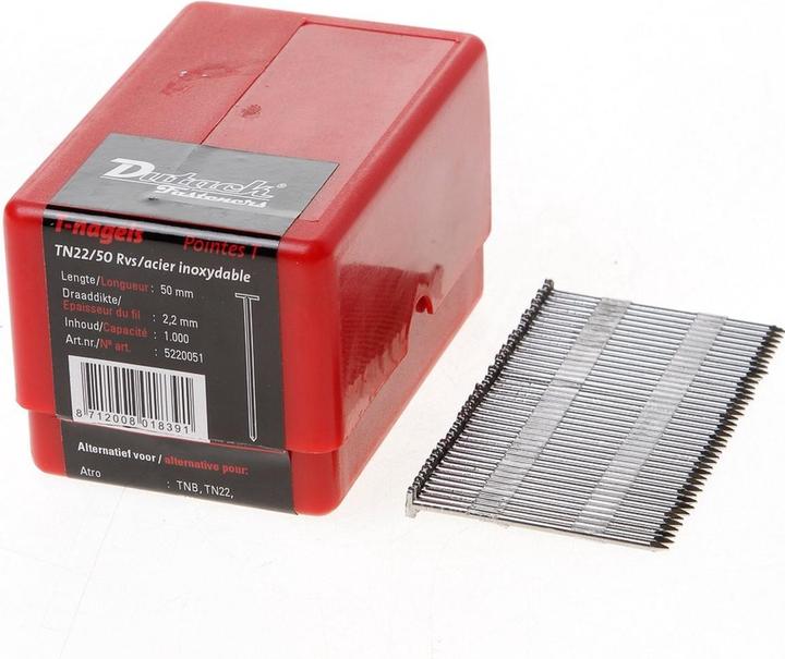 Produktbild Dutack T -Nagel RVS 50 mm - 1000 Stuks (1000 Stk., 50 mm)