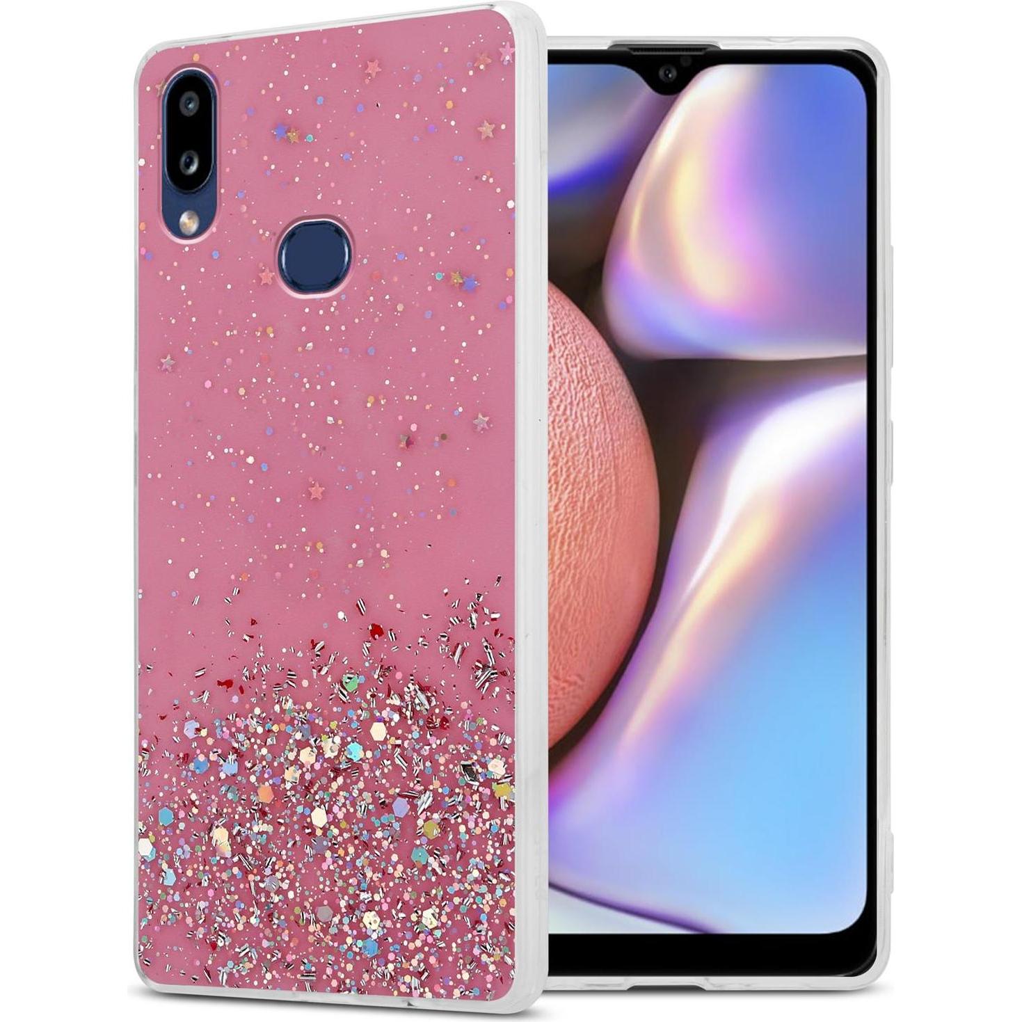 Cadorabo TPU Cover funkelnder Glitter (Samsung Galaxy A10s), Smartphone Hülle, Rosa
