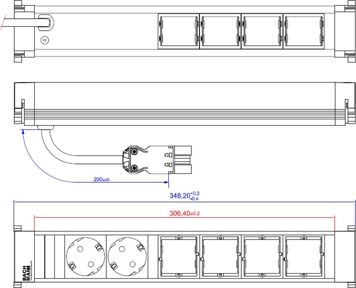 Produktbild Bachmann Power Frame 2xCEE7/3 (2 x, CEE 7/5, 0.10 m)