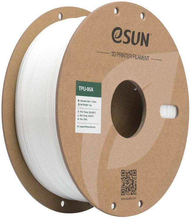 Actual product image eSUN eTPU-95A 1.75mm White 1kg 3D Filament (TPU, 1.75 mm, 1000 g, White)