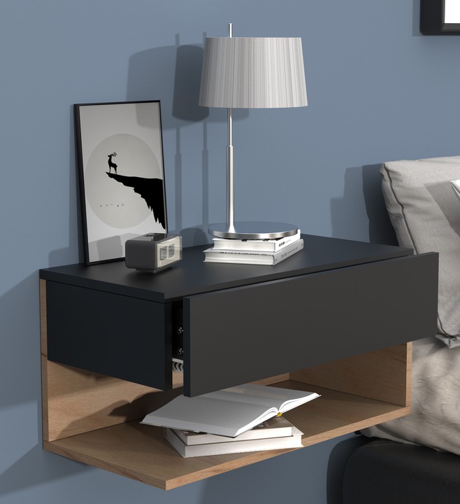 Produktbild VCM Holz Wandschublade Nachtschrank Wandboard Schublade Konsole Nachttisch Usal XL 60 cm (60 x 32 cm)