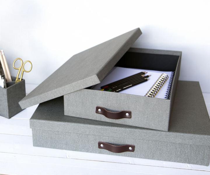 Produktbild Bigso OSKAR Aufbewahrungsbox A4 Grau Canvas (35 cm, 1x)