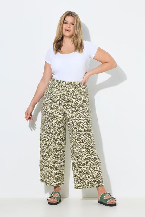 Actual product image Ulla Popken Marlenehose, Leomuster, weites Bein, Elastikbund (46, 48)