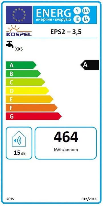 Label énergétique Kospel Waterheater Twister Eps-3,5kw With Mixer