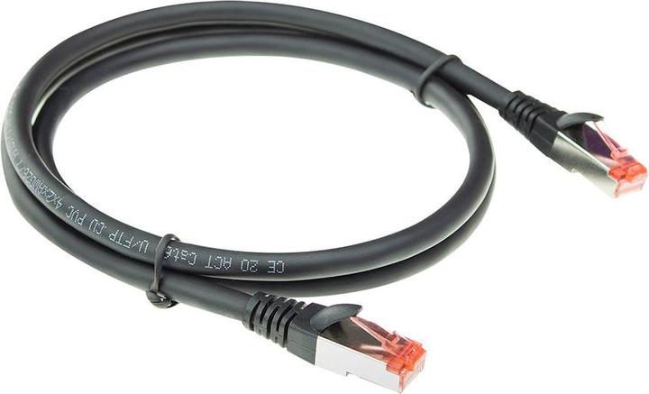 Actual product image Black 1 meter CAT6A U/FTP PVC high flexibility tangle-free patch cable snagless with RJ45 connectors (U/FTP, CAT6a, 1 m)