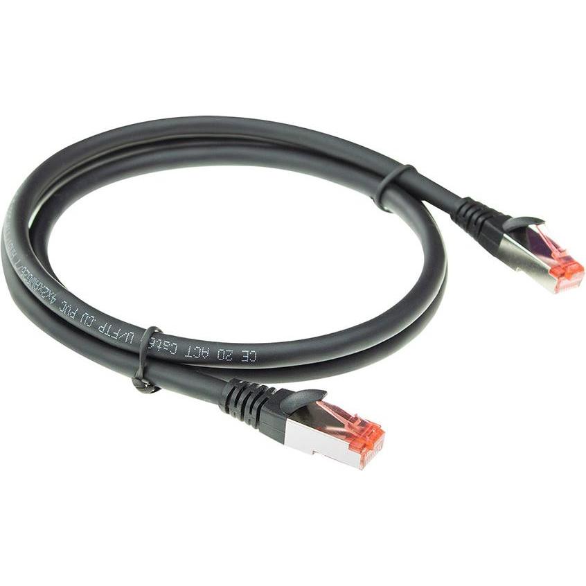 Thumbnail - ACT Black 2 meter CAT6A U/FTP PVC high flexibility tangle-free patch cable snagless with RJ45 connectors (U/FTP, CAT6a, ...