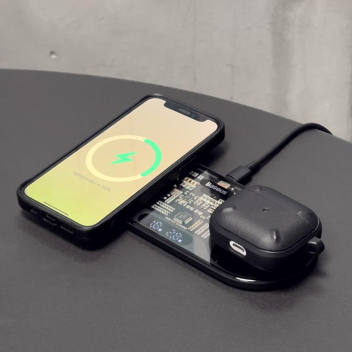 Actual product image Baseus Digital LED Display 2in1 Wireless Charger (20 W)