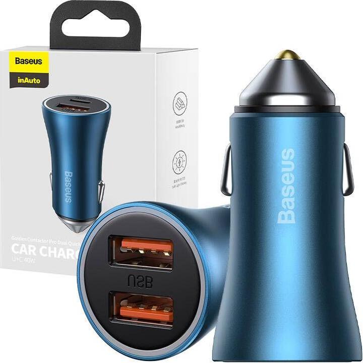 Produktbild Baseus Golden Contactor Pro car charger, 2x USB, 40W (blue)
