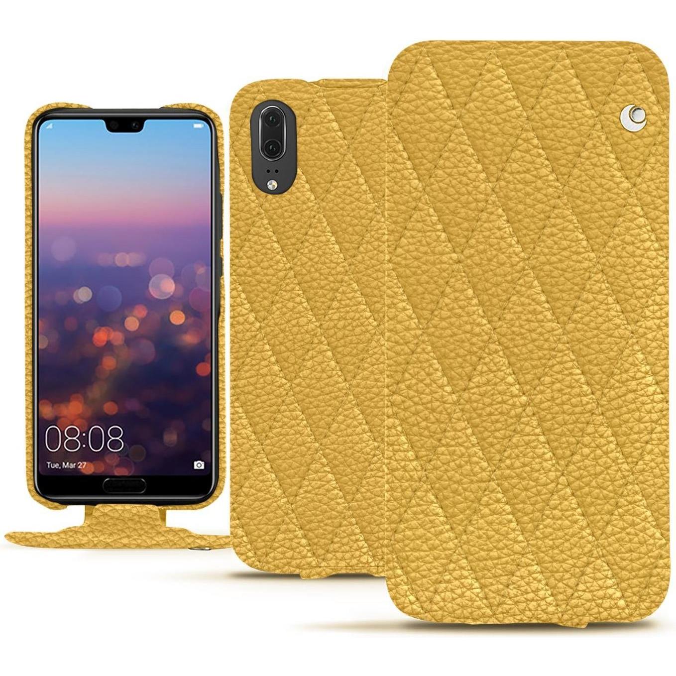 Noreve Lederschutzhülle vertikal (Huawei P20), Smartphone Hülle, Orange