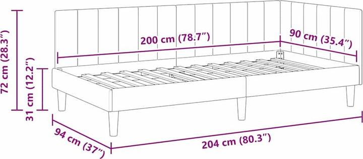 Immagine prodotto vidaXL Eckbettgestell (90 x 200 cm)