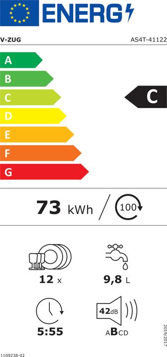 Label énergétique V-Zug AdoraSpülen V4000