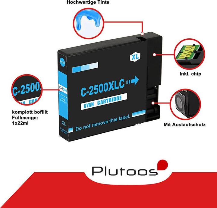 Actual product image Plutoos Canon PGI-2500XLC Cartridge compatible, Cyan (C)