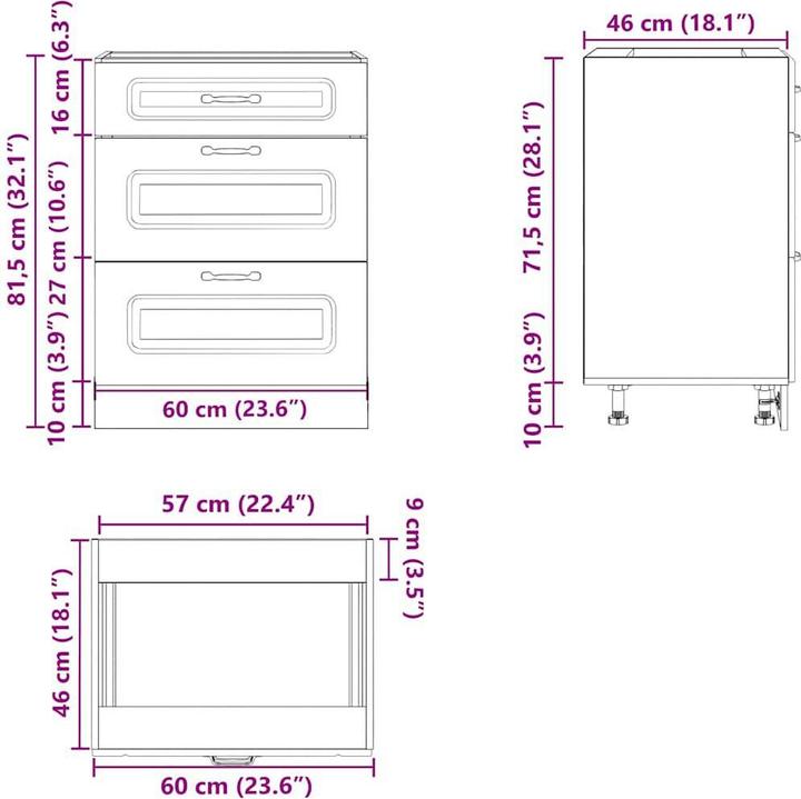 Image du produit vidaXL Küchenunterschrank (60 x 46 x 81.50 cm)
