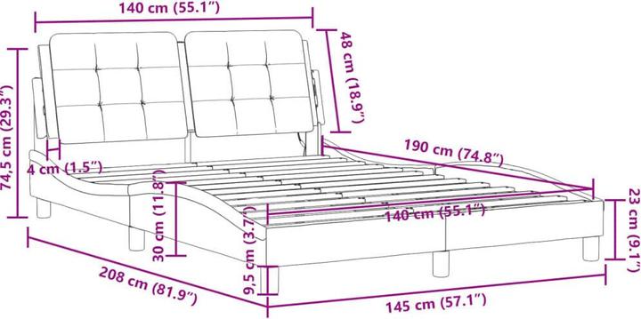 Image du produit vidaXL Bettgestell (140 x 190 cm)