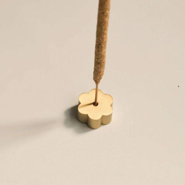 Cedar and Myrrh Incense stick holder brass flower